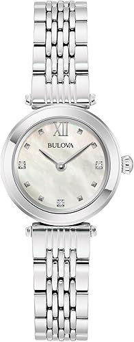 Bulova Ladies Classic Mini 2-Hand Quartz Watch, Diamond, Stainless Steel, Mother-of-Pearl Dial, 24.5mm