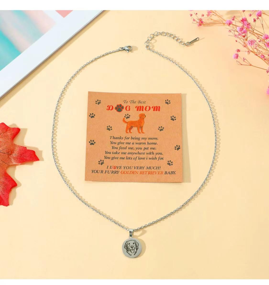 Hibetek Golden retriever necklace pet pendant as a gift for dog mother Best dog mother necklace