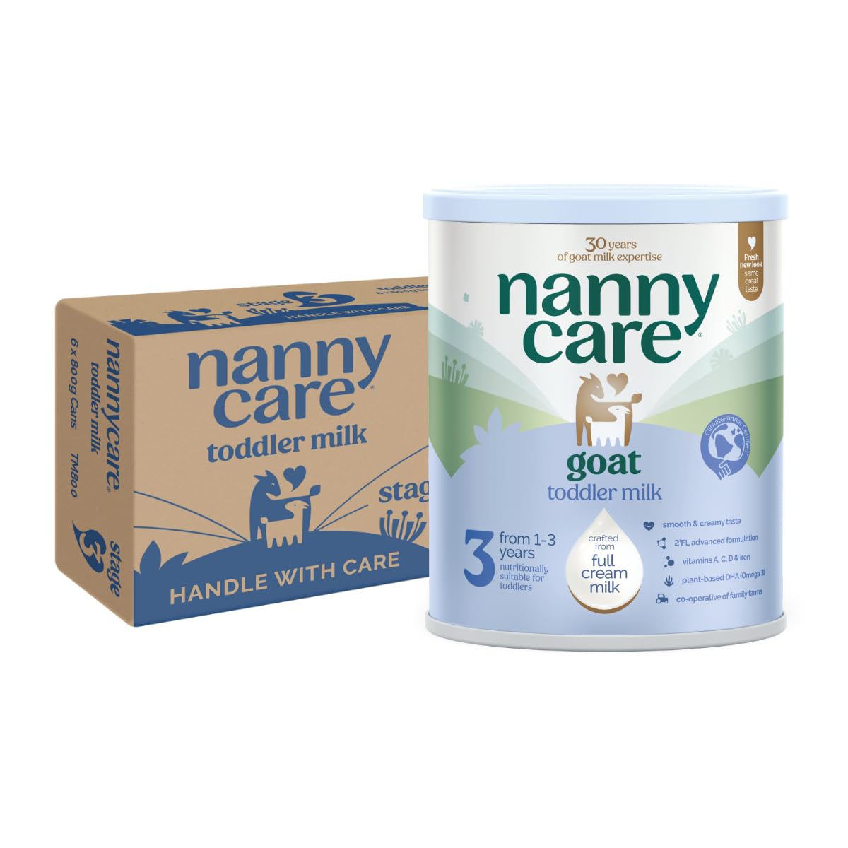 NannycareGoat Based Toddler Milk – Stage 3 (From 1-3 Years) | Baby Powder Made from Whole Goat Milk | Nutritionally Complete Formula for Combination or Bottle Feeding – 800g (6 Pack)