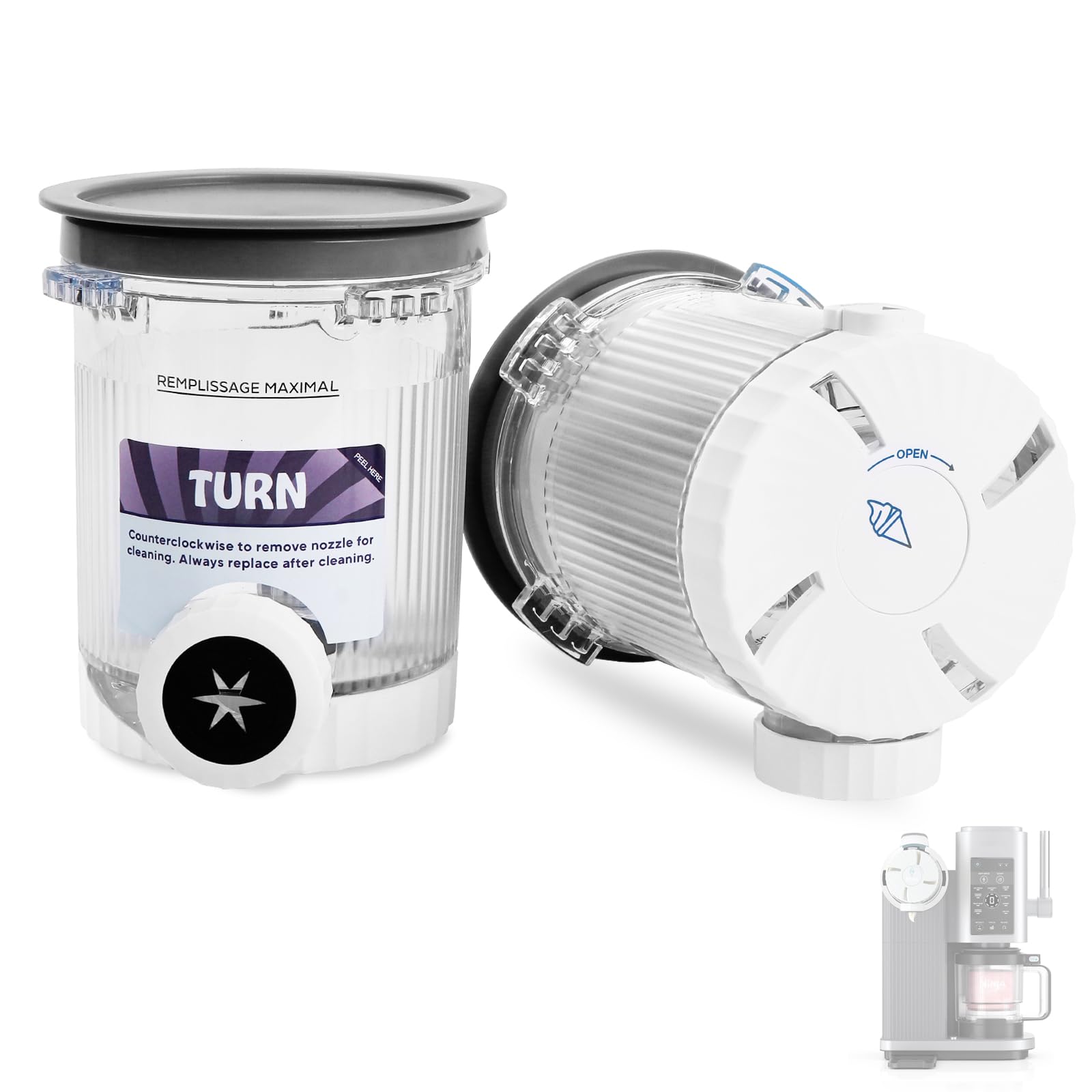 2 Pack Creami Swirl Pints and Lids for Ninja NC700 NC701 Series Ice Cream Makers Compatible for Ninja Swirl Ice Cream & Soft Serve Makers BPA Free & Dishwasher Safe,Grey Lids