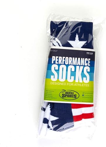Miniatura 7 de Crew Woven Mid-Calf Volleyball Socks USA Red & White Blue