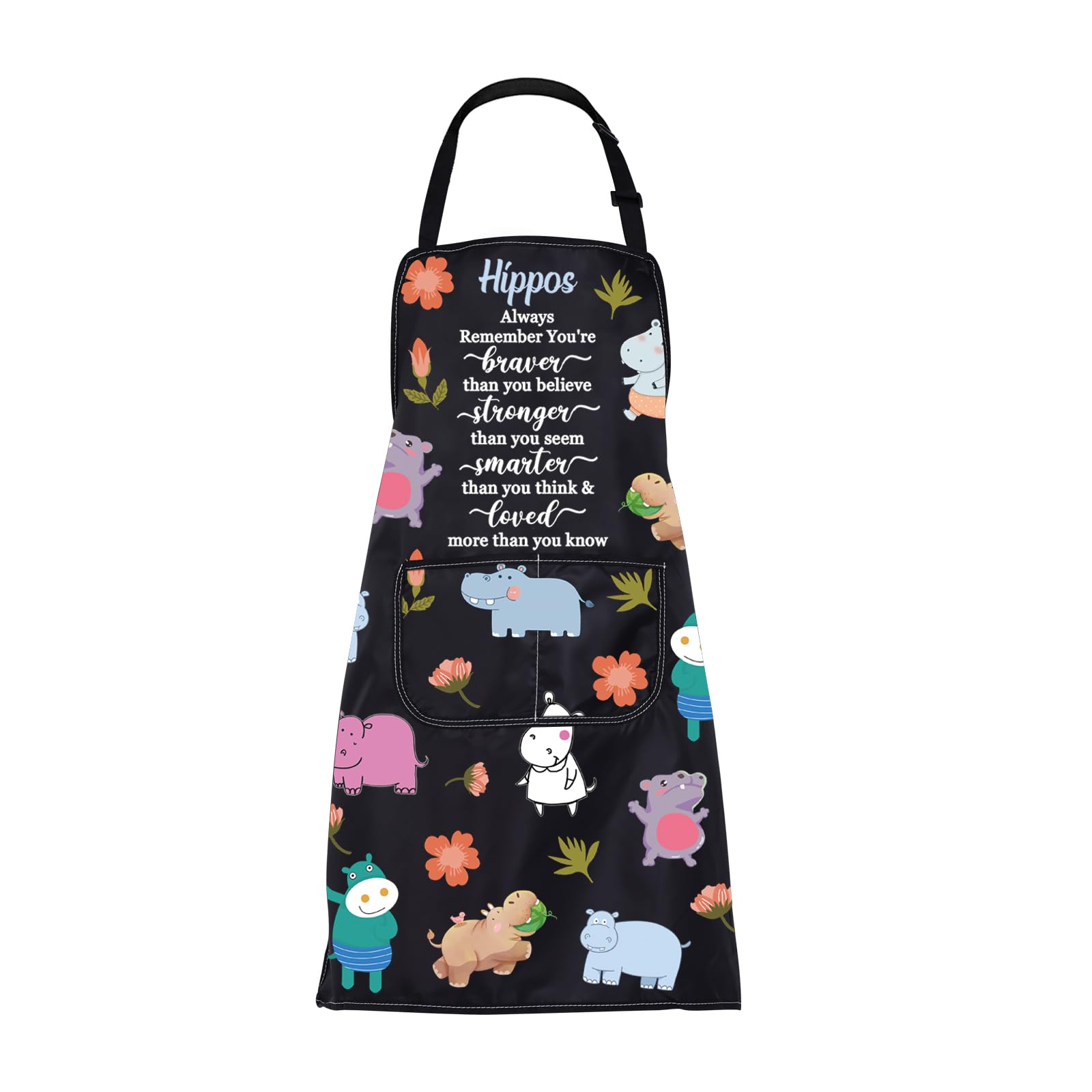 Bufhje Women's 2464 Hippo Always Cute Hippo Aprons Hippo Cooking Aprons With Pockets Hippo Kitchen Baking Apron Hippopotamus Gifts For Hippo Lover Apron