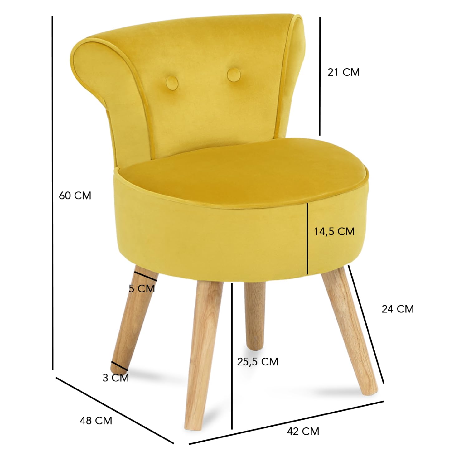 IDMarket - Fauteuil Crapaud en Velours Jaune