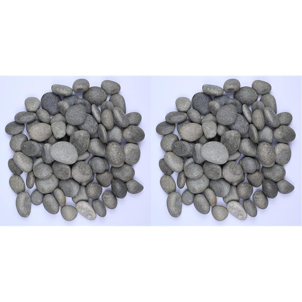 ORILEY Beach Pebbles Polished (3-6cm, Grey, 8 to 10 KG) Smooth & Round Stones River Rocks Decorative for Home Decor Aquariums Crafting Garden Lawn (Pack of 2)-image-2