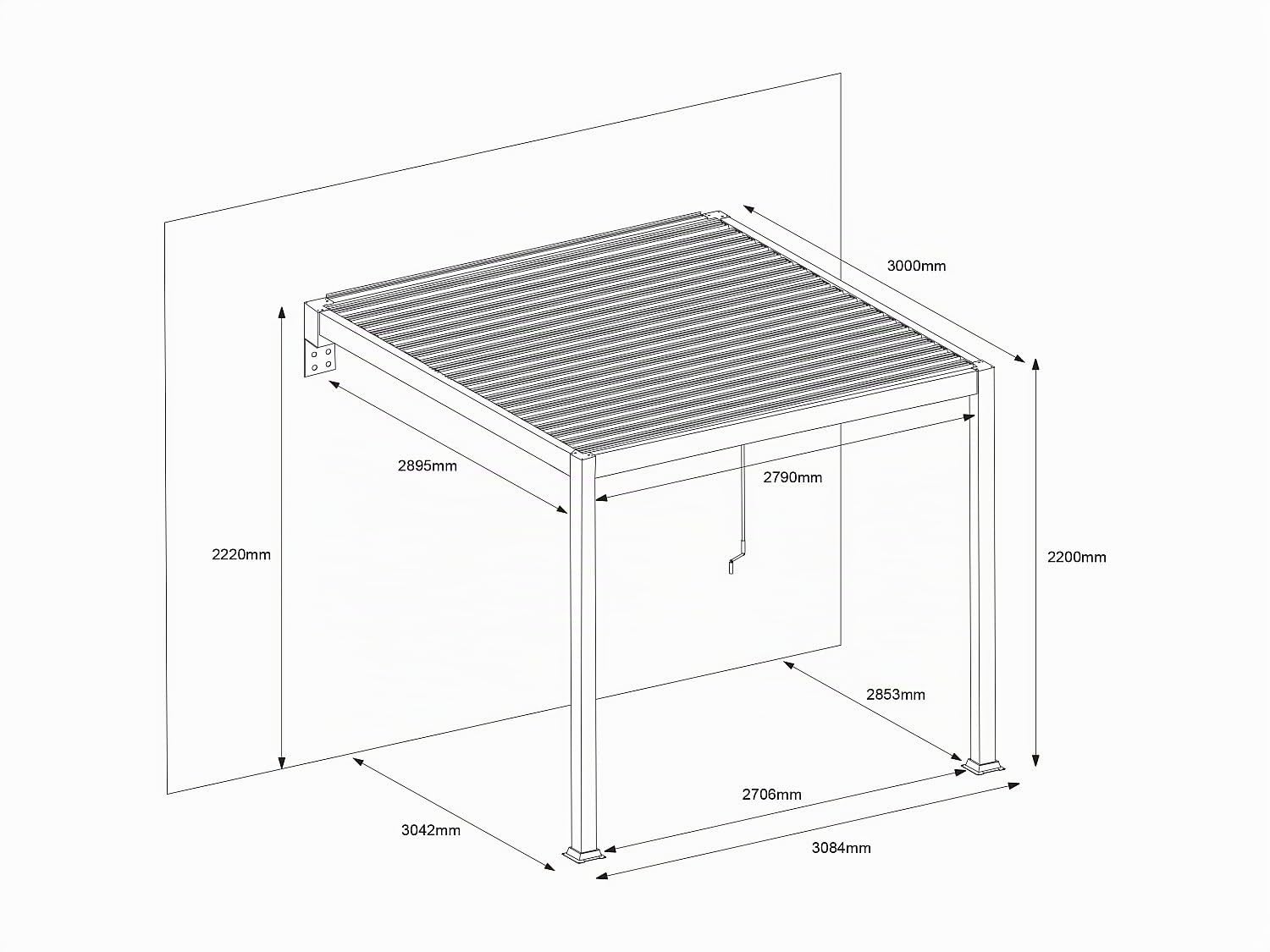 Vente-unique - Pergola adossée bioclimatique en Aluminium avec Lames orientables 9,36 m² - Anthracite - SERADO