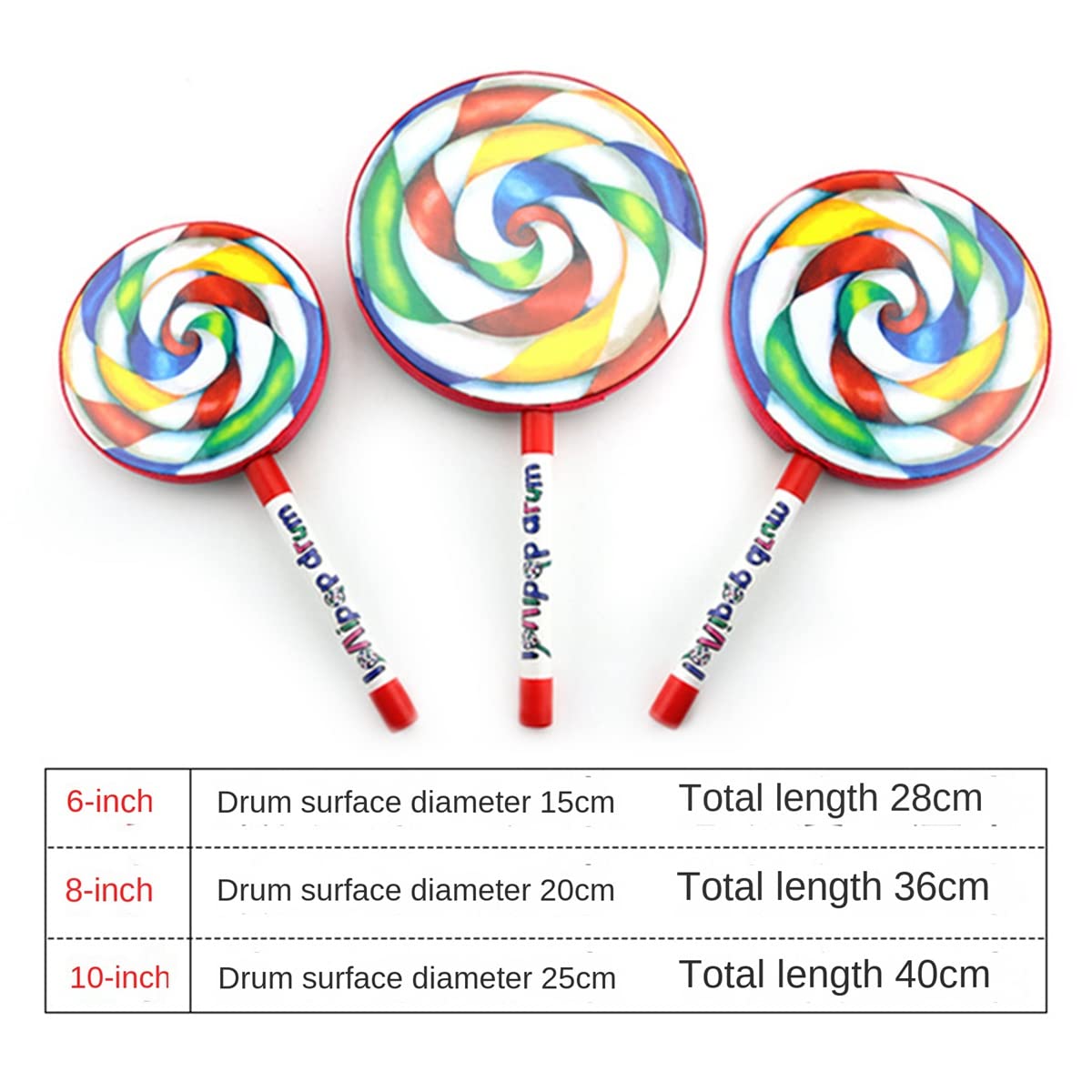 Orff Instruments Orff Strumento A Percussione Lollipop Tamburi A Mano 6/8/10 Pollici Tre Dimensioni Puntelli da Ballo Strumenti A Percussione A Mano Giocattoli Educativi