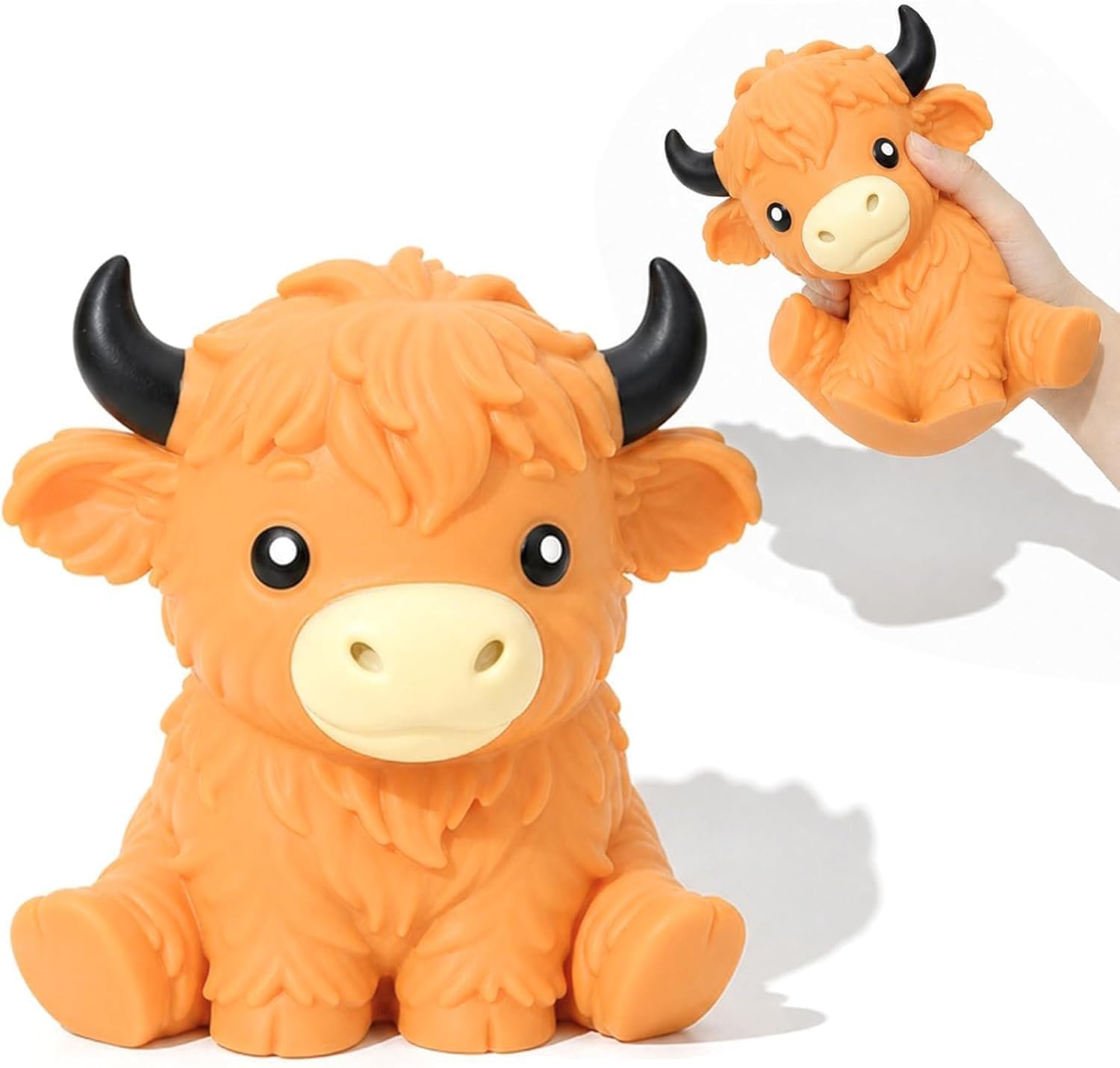 6in Giant Highland Cow Squishy, Jumbo Big Highland Cow Squeeze Stress Balls — image 1