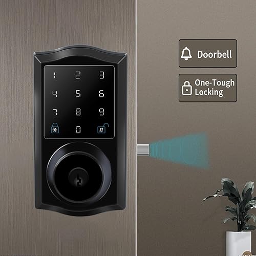 Miniatura 3 de Pahama Cerradura de puerta de entrada sin llave, con pantalla táctil, cerradura de puerta de entrada sin llave a través de Bluetooth, bloqueo de 1