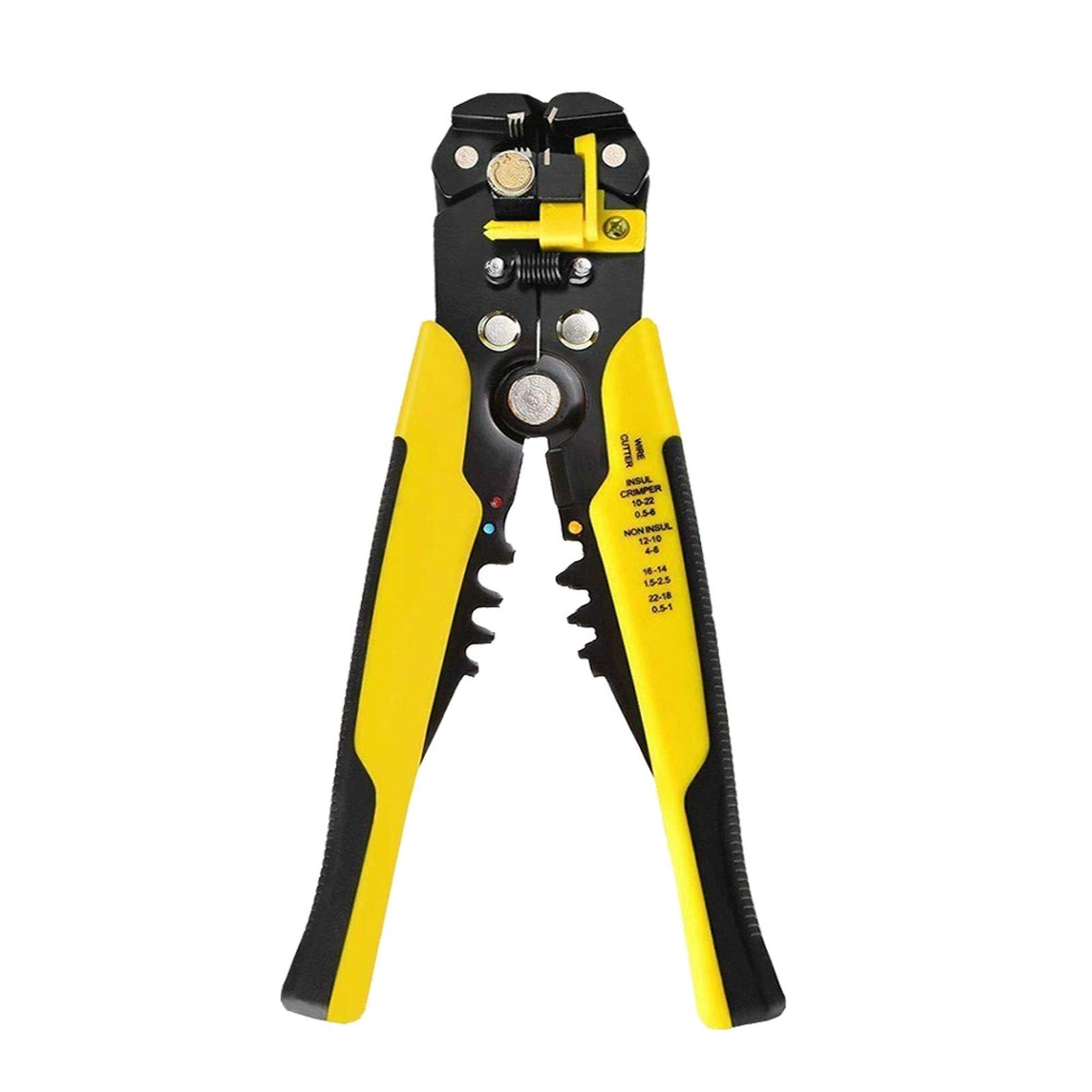Khto Yellow Automatic Wire Stripper Crimper Cable Cutter Multifunctional Stripping Tools Crimping Pliers Terminal Crimper 0.2-6.0Mm (Yellow)