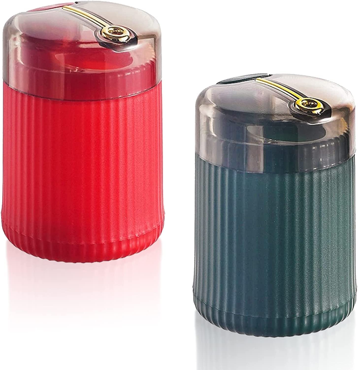 Nimedala Pop-up Automatic Toothpick Dispenser, Portable Household Toothpick Holder without Toothpick, Push-Type Toothpick Storage Box (Dark Grenn+red)