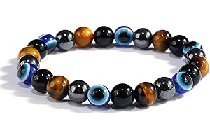 Quadruple Protection Evil Eye Bracelets: Handmade Beaded Crystal Healing for Luck and Abundance