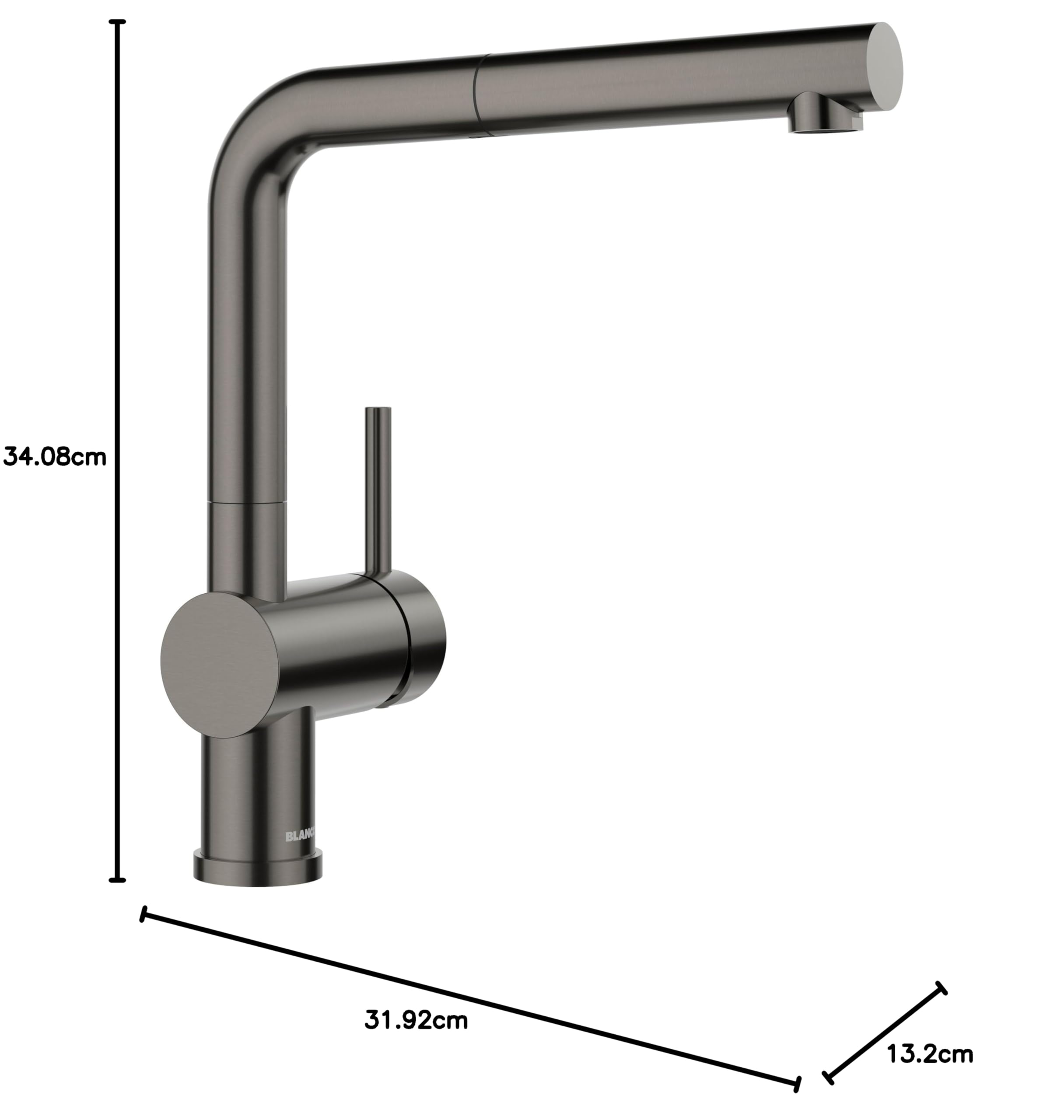 BLANCO LINUS-S | Rubinetto da cucina in acciaio satinato scuro | alta pressione | con tubo estraibile | prevenzione del riflusso | cartuccia in ceramica | qualità sicura dell'acqua e risparmio idrico