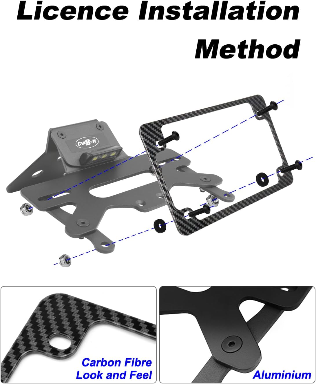 Fender Eliminator Kits Compatible with Hayabusa GSX1300R 2022-2026 Hayabusa GSX 1300R Tail Tidy License Plate Bracket Mount with LED License Plate Light