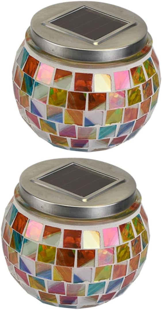 BESPORTBLE 2pcs Solar Led Glass Jar Lights Decorative Outdoor Indoor Party Lights Solar Garden Lamp Easy to Install for Garden Balcony Bedroom