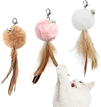 SONGWAY Cat Toy, Ball, Cat Pujarashi, Feather Ball, Replacement Toy, Eliminates the Lack of Exercise for Cat Play, Pack of 3