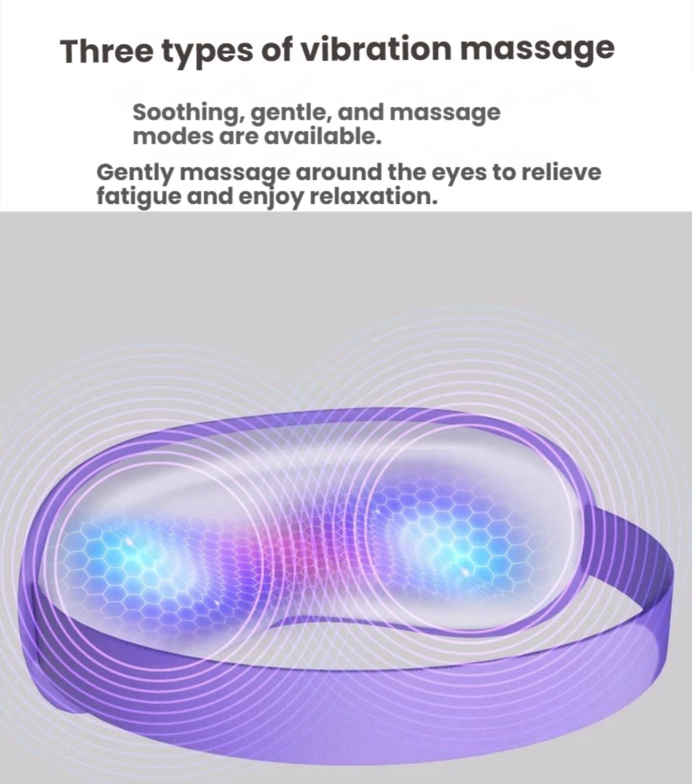 Maschera massaggiante per occhi con vibrazione riscaldata, 3 modalità di compressione caldo/freddo, dispositivo per la cura degli occhi con digitopressione con batteria da 1000 mAh, maschera portatile