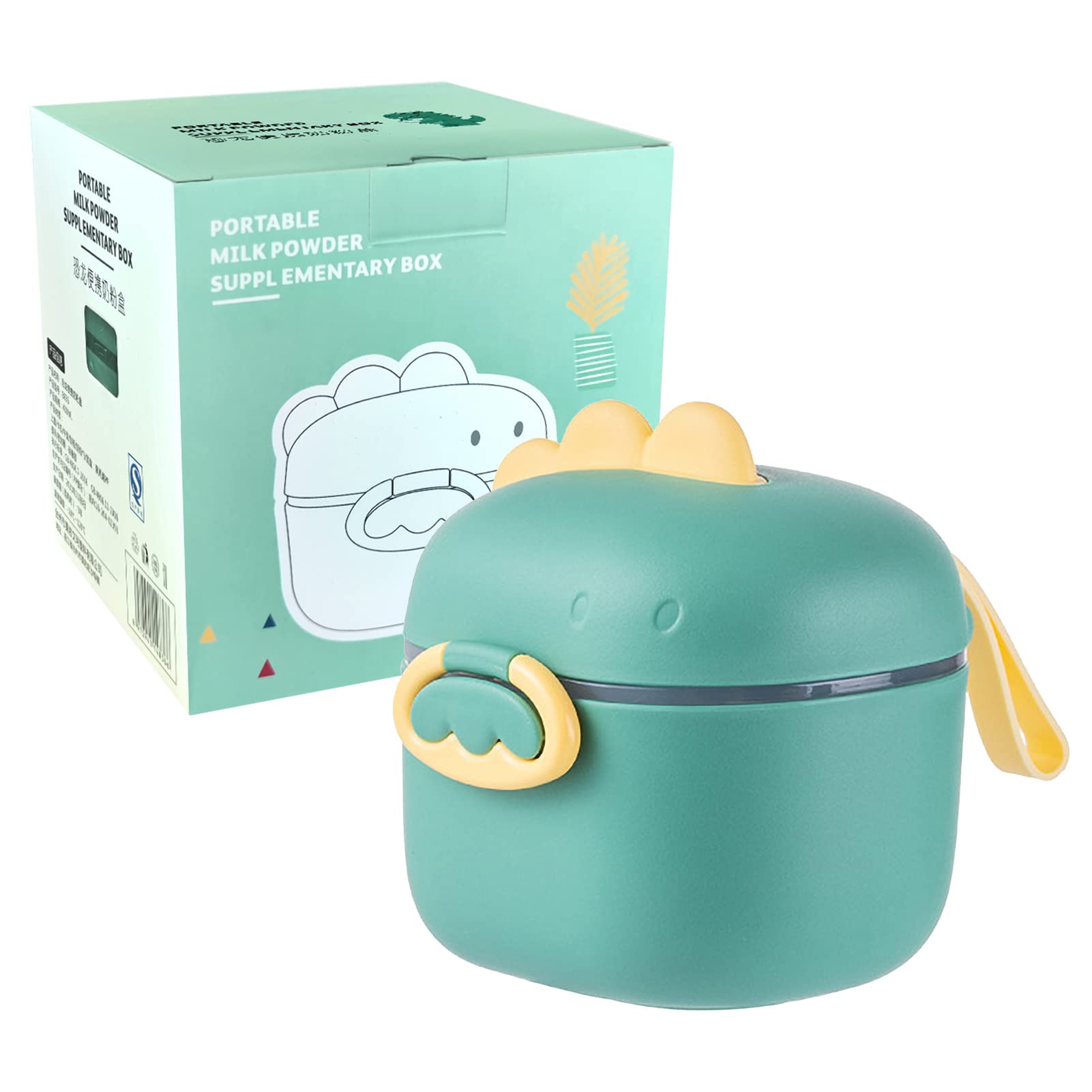 Porta Latte In Polvere Per Bambini 240ml - Dispenser Con Raschietto E Cucchiaio, Design Dinosauro