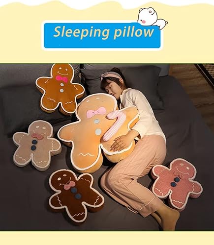 Miniatura 6 de Almohada suave de hombre de jengibre de peluche de Navidad para niños, amigos, amigas, amigas, caqui, 23.6 pulgadas