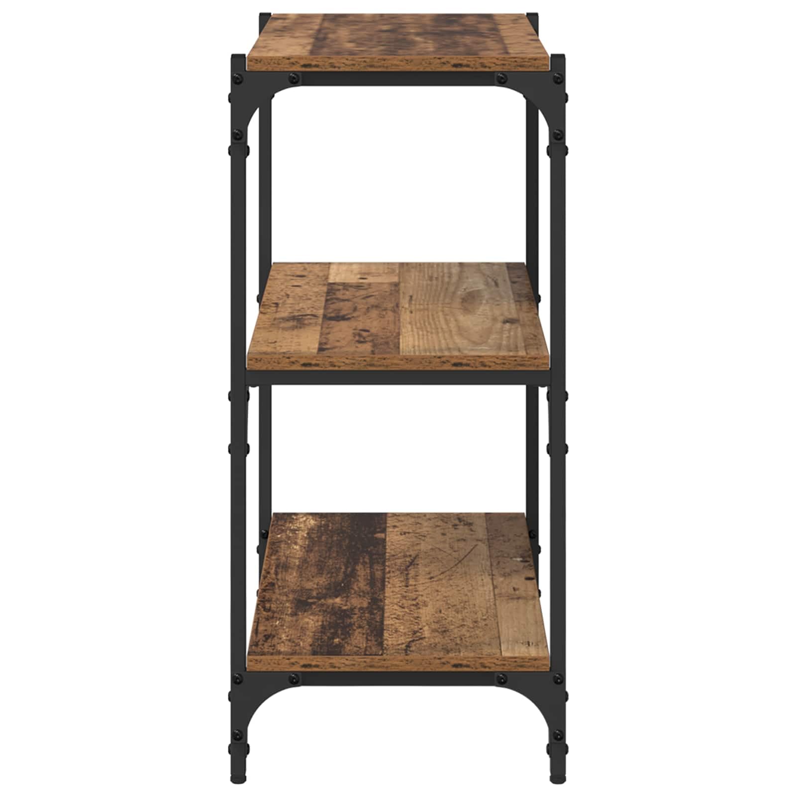 Libreria in legno anticato, 60 x 33 x 70,5 cm, con 3 ripiani, per soggiorno, ufficio e corridoio, robusto design industriale, molto spazio, divisorio da parete e stanza