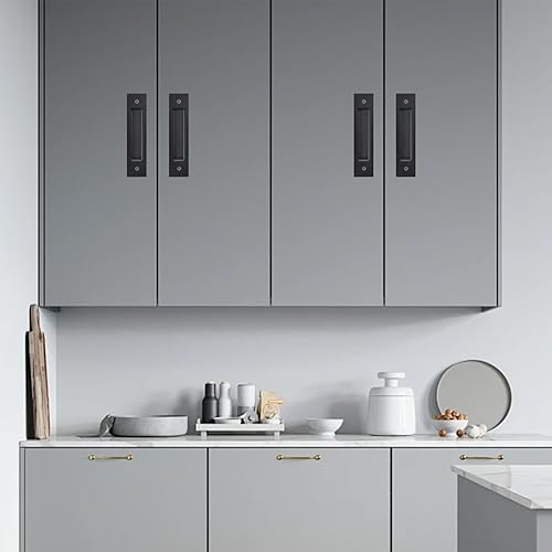 Miniatura 5 de Paquete de 2 manijas de puerta de granero, tirador de puerta empotrado de 6 pulgadas, manijas de puerta empotradas, tirador de dedo para puerta