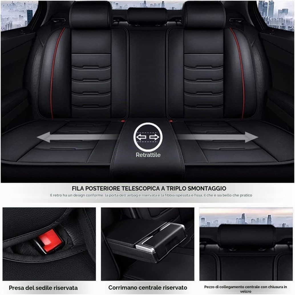 MBROS Auto Set Coprisedili per VW Tiguan (5N) I 2009 2010 2011 2012 2013 2014 2015 2016, Set Coprisedili per Auto Anteriori e Posteriori, Coprisedile in Pelle Traspirante Impermeabile,A-Black