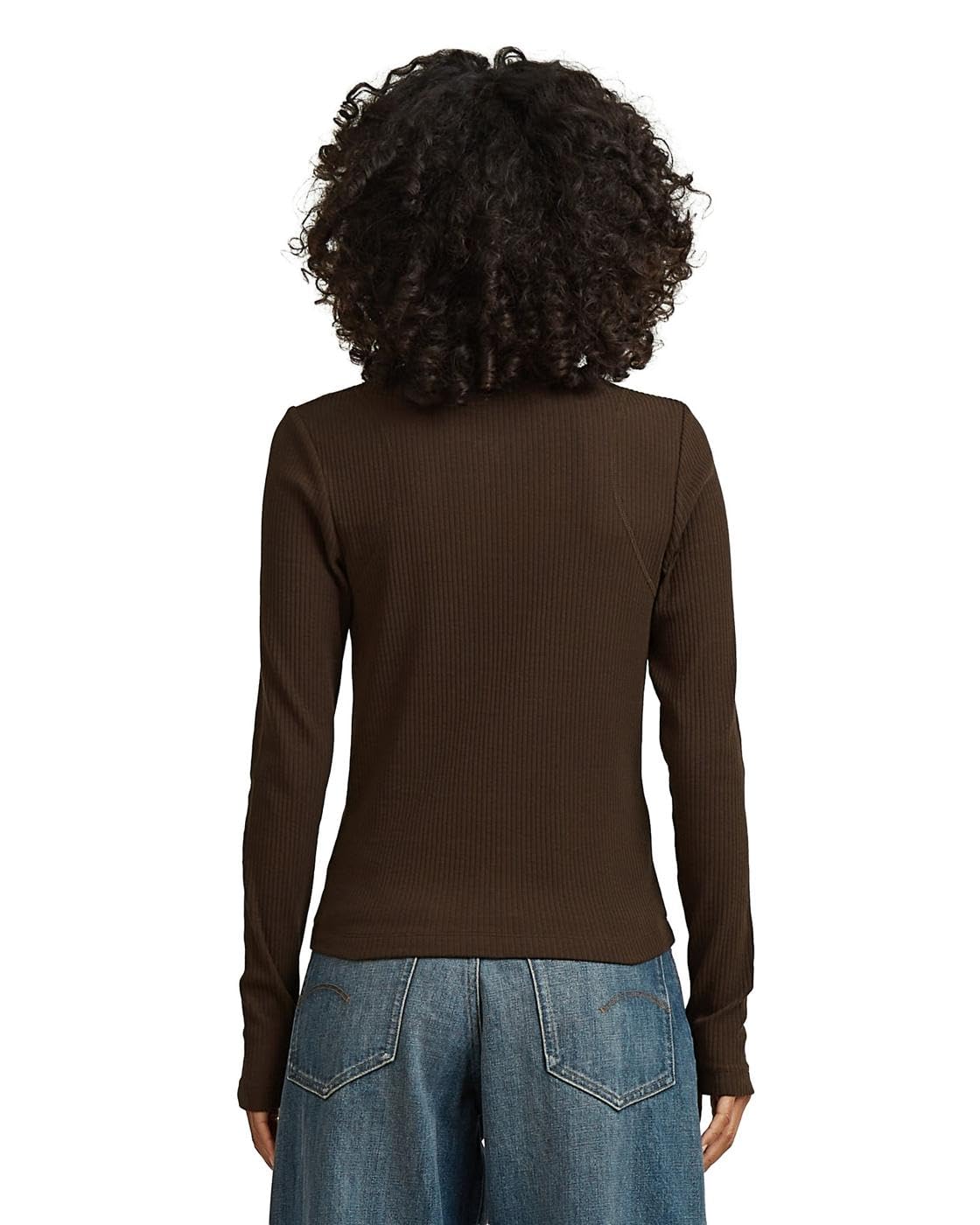 G-STAR Raw C.V. Women's 2 Way Slim Rib r t ls wmn T-Shirt, Brown, L