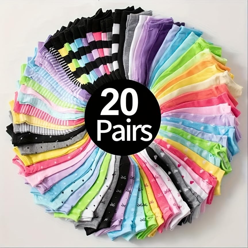 20 pairs of candy colored socks, casual breathable low-top socks, women's stockings and stockings4