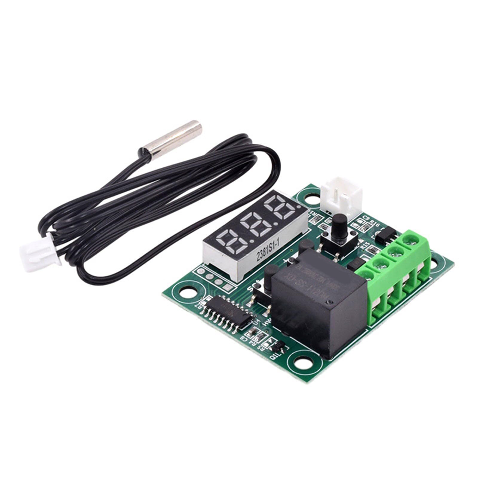 W1209 DC12V Temperature Controller Digital Display Thermostat with Double Switching and High Current Relays Output Automatic Power Memory Thermostat