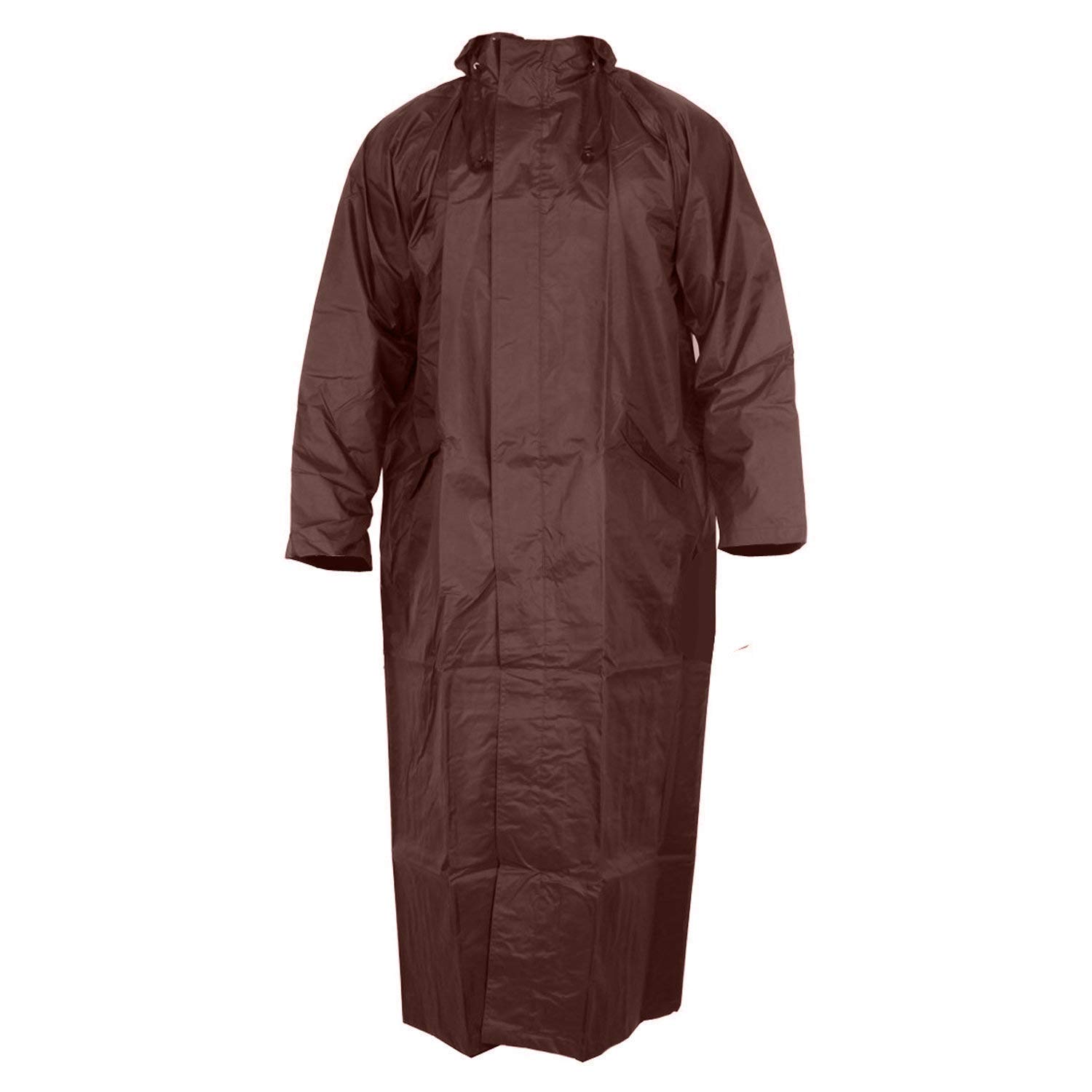 Women PVC Hooded Waterproof Long Lightweight Waterproof Raincoat|Overcoat Full Length (Brown)-image-16