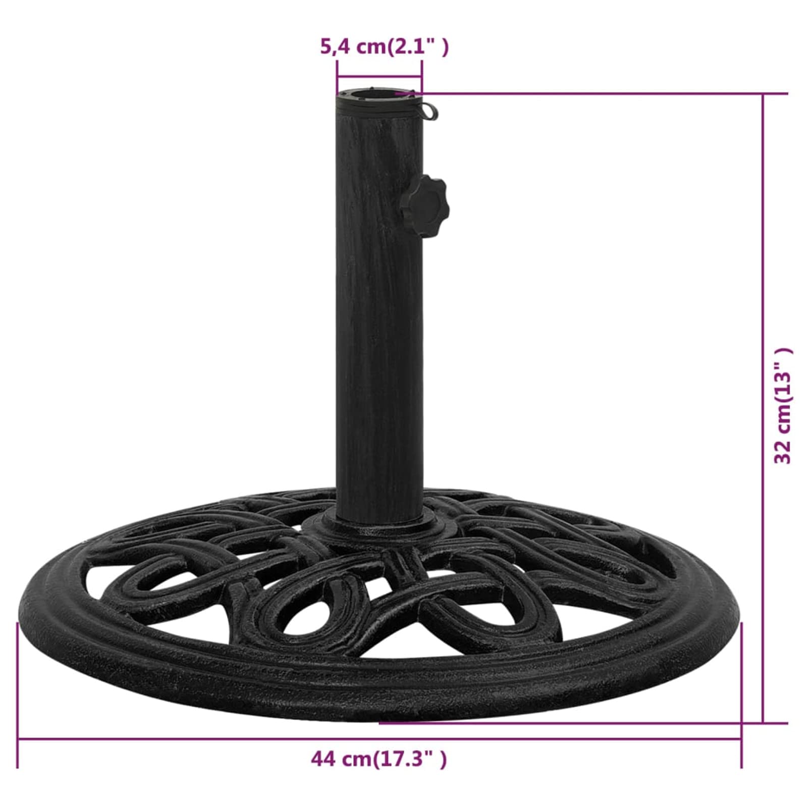 Socle de Parasol Noir 44x44x32 cm Fonte,Pied De Parasol,Pied De Parasol Lourd,Pied De Parasol sur roulettes