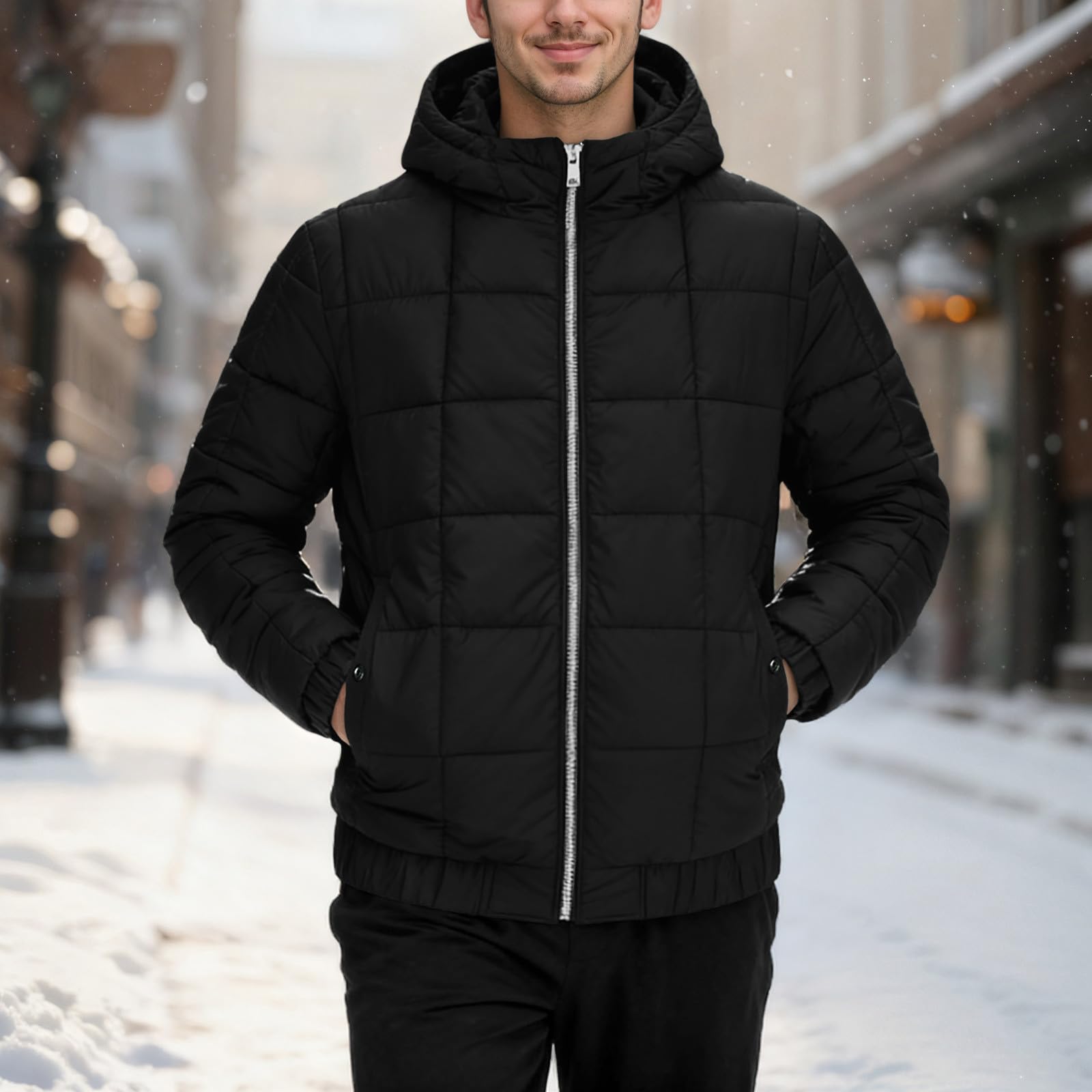 Abrigo Hombre Sobretudo Homem Parka Larga Hombre Parka Militar Abrigo Acolchado Chaqueta Acolchada Entretiempo Tres Cuartos Chaqueta Militar Tres Cuartos Plumas Casaco Acolchoado Homem Negro Jacket