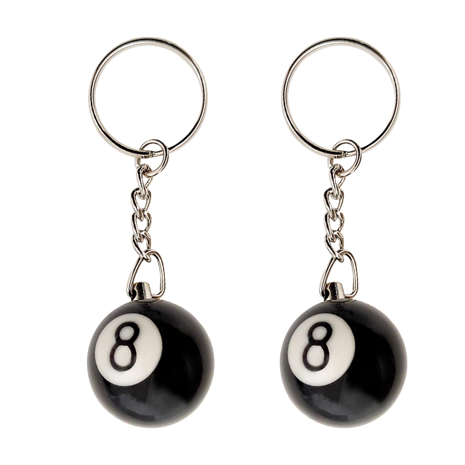 CYNOSURETECH 2-Piece Billiard & Snooker Key Chain Set - 8 Ball Black Ball Key Chain Pendant Accessories for Billiards Gift Souvenirs