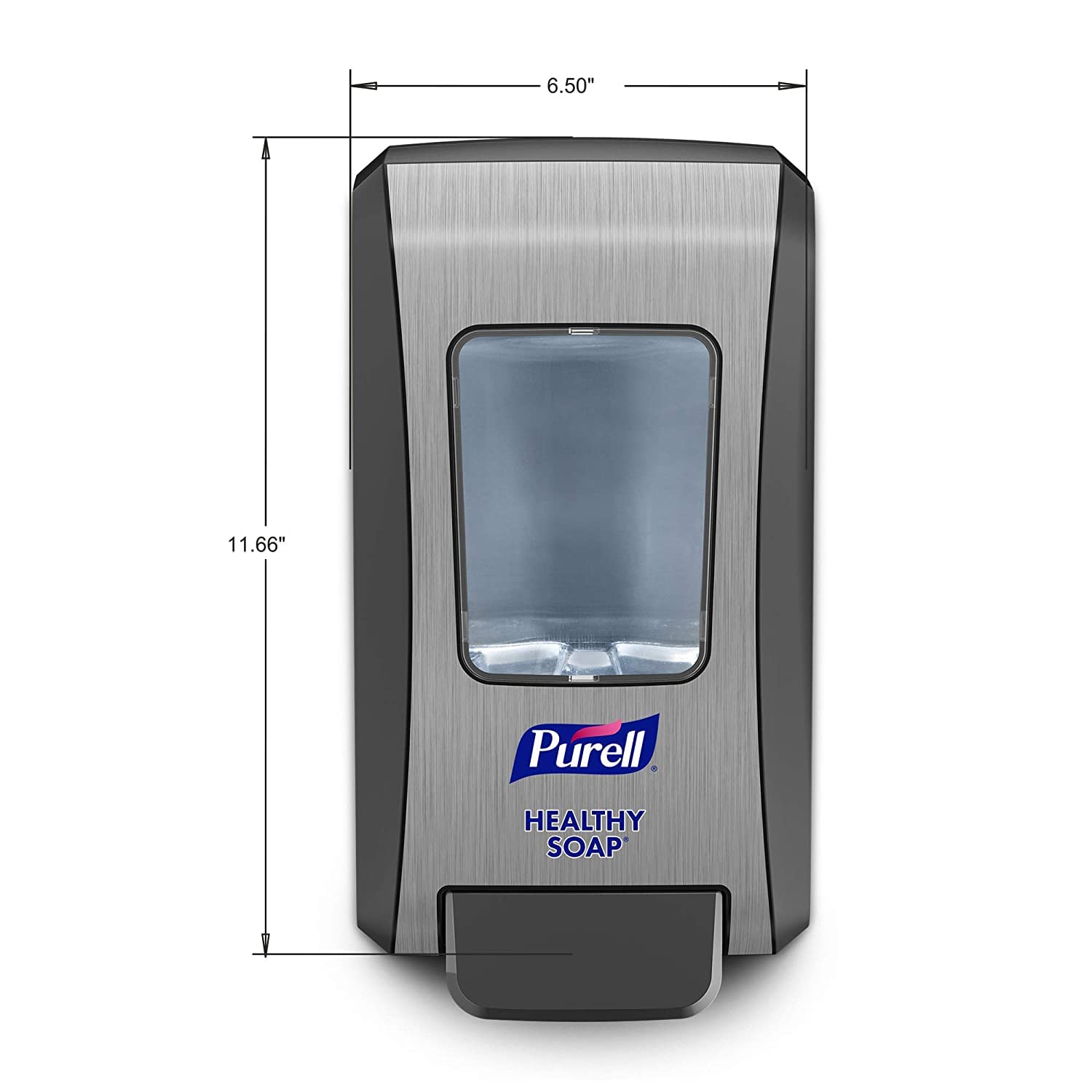 PURELL FMX-20 HEALTHY SOAP Push-Style Dispenser, Chrome/Black Finish, Dispenser for PURELL FMX-20 2000 mL Foam Soap Refills - 5234-06