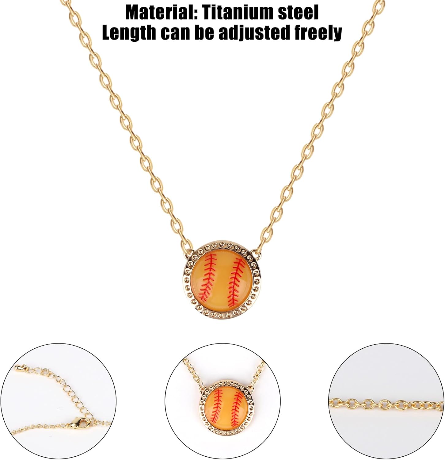 Gold Softball Necklace for Women, Dainty Baseball Pendant Necklace Vibrant Sports Themed Jewelry for Softball Mom Players Team Spirit Accessory - Image 4