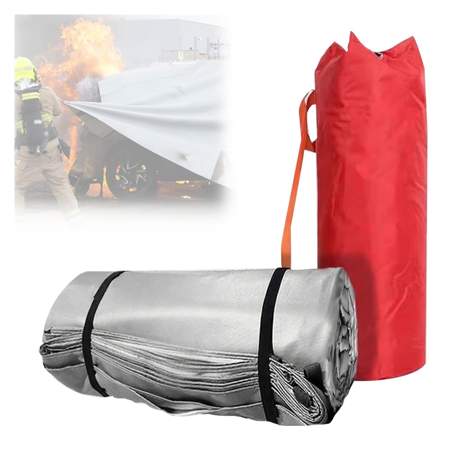 Couverture anti-incendie pour la sécurité des véhicules électriques, réutilisable avec sac de transport, idéale pour les stations de recharge de garage et les entrepôts