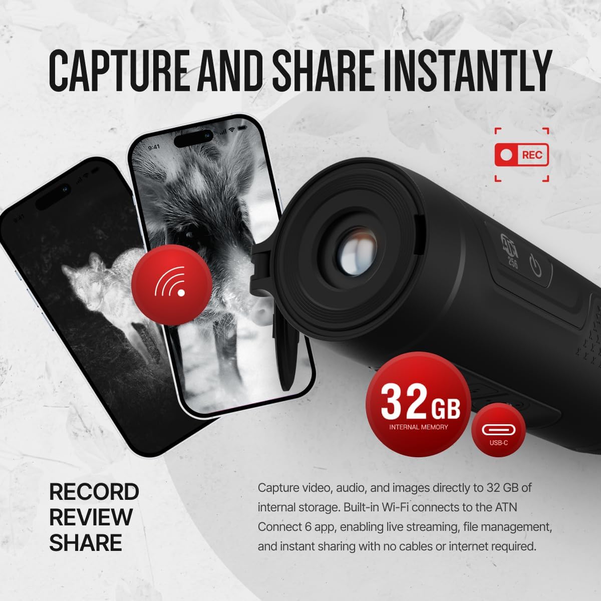 ATN BlazeSeeker 6 Compact Thermal Monocular, 6th Gen 12µm Sensor, 256×192 Resolution, ≤20mK NETD (1.7-13.6×)