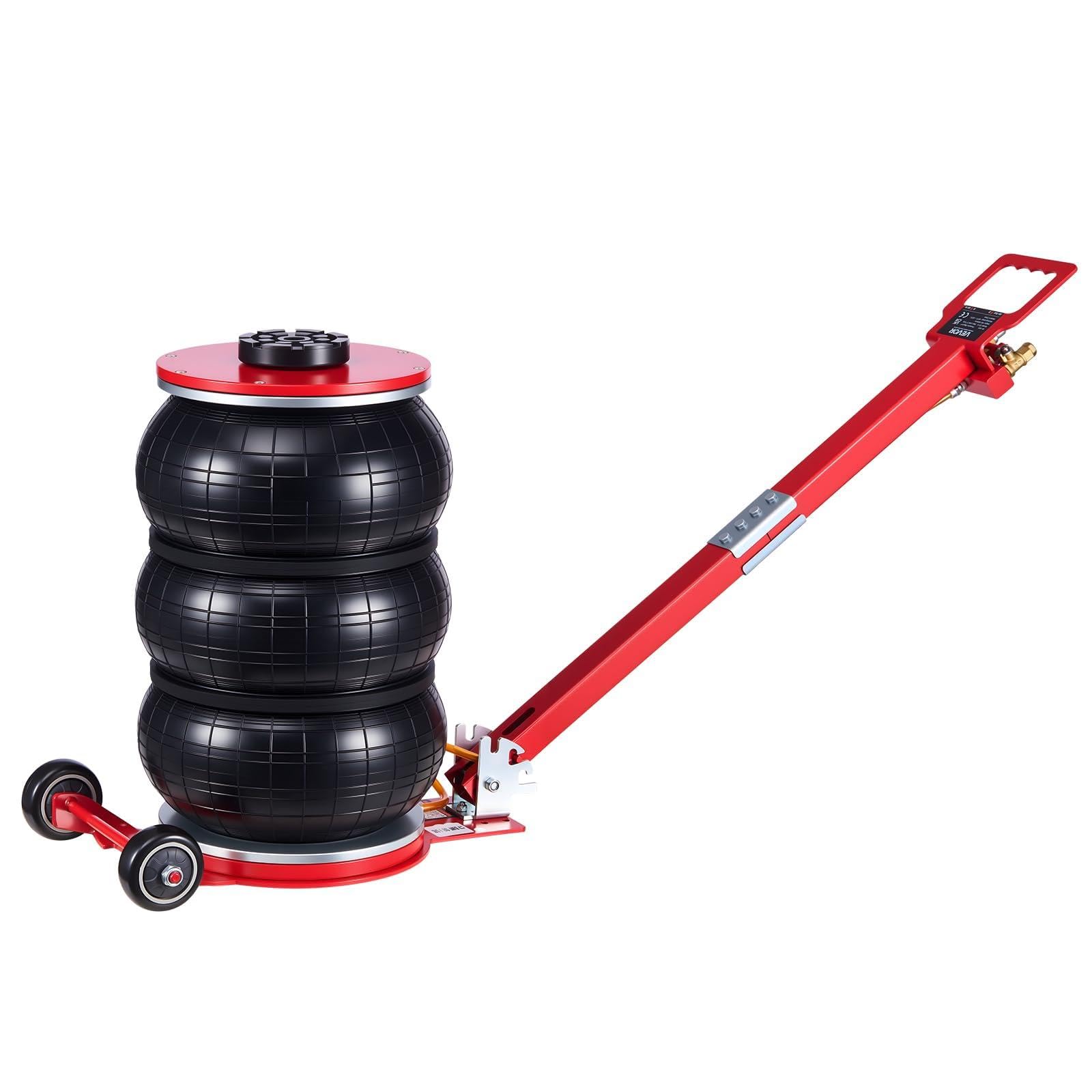 VEVOR Cric Pneumatico per Auto da 5 Tonnellate con 6 Tubi in Acciaio e Manico Lungo Regolabile, Altezza di Sollevamento da 140 a 464 mm, Sollevamento Rapido, Cric Pneumatico per Auto, SUV