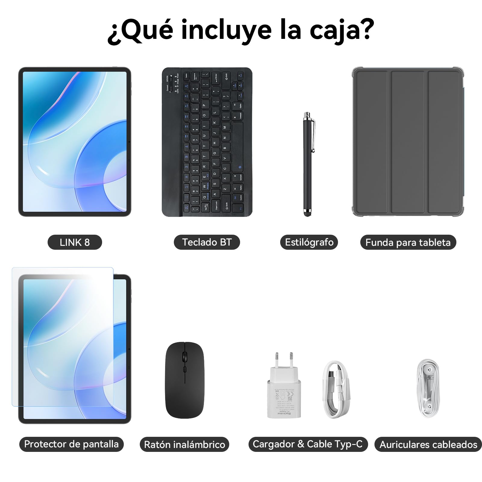Blackview Link8 Tablet 13 Pulgadas,Android 15 Tableta con Teclado y Lápiz,G100 90Hz Gaming Tablets,2K+ FHD 2160*1600,18GB RAM+256GB ROM/Gemini AI/Modo PC/8400mAh/Widevine L1/Face ID/16MP+13MP/GPS/OTG