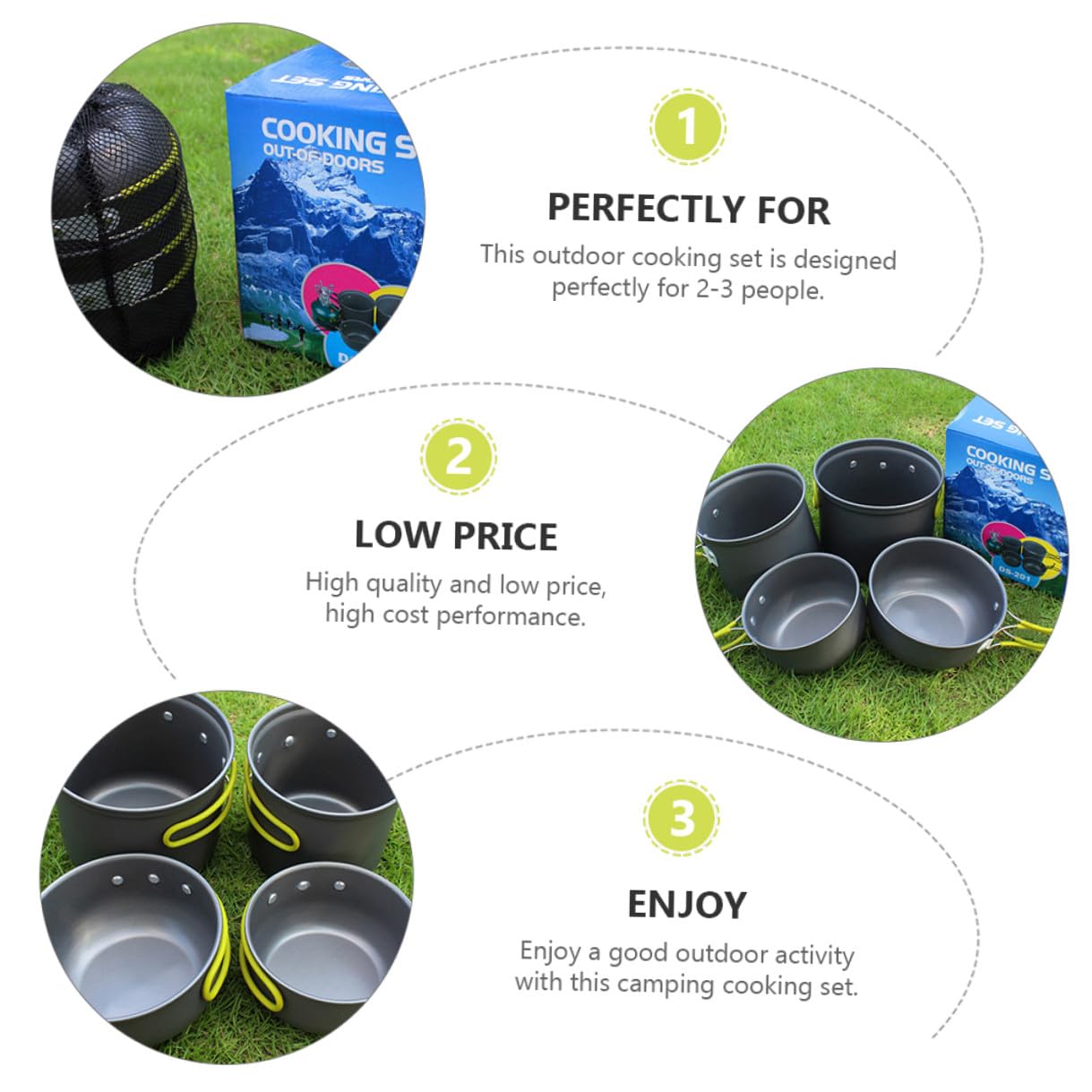 GALPADA Kit de Cocina para Acampar de Utensilios de Ollas Plegables Herramientas Portátiles para Camping para Picnic y Excursiones de Personas