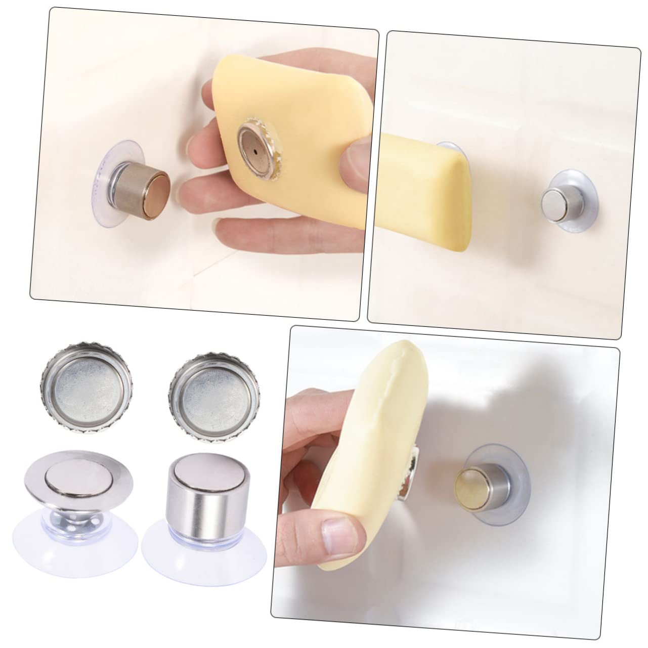PRETYZOOM 6 Juegos Soporte De Jabón Magnético Soportes De Jabón De Baño Ducha Titular De Jabón Soporte De Ventosa Jabonera Magnética Soporte para Jabonera Accesorio De Baño Acero Inoxidable