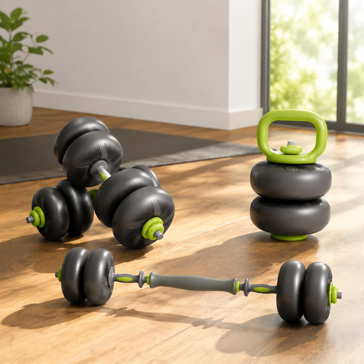 Set di Manubri Regolabili 4 in 1 Kettlebell, Bilanciere, 20 kg 25 kg Manubri Palestra a Regolazione Rapida Attrezzi Palestra Casa Supporto Flessioni per L'allenamento palestra di casa