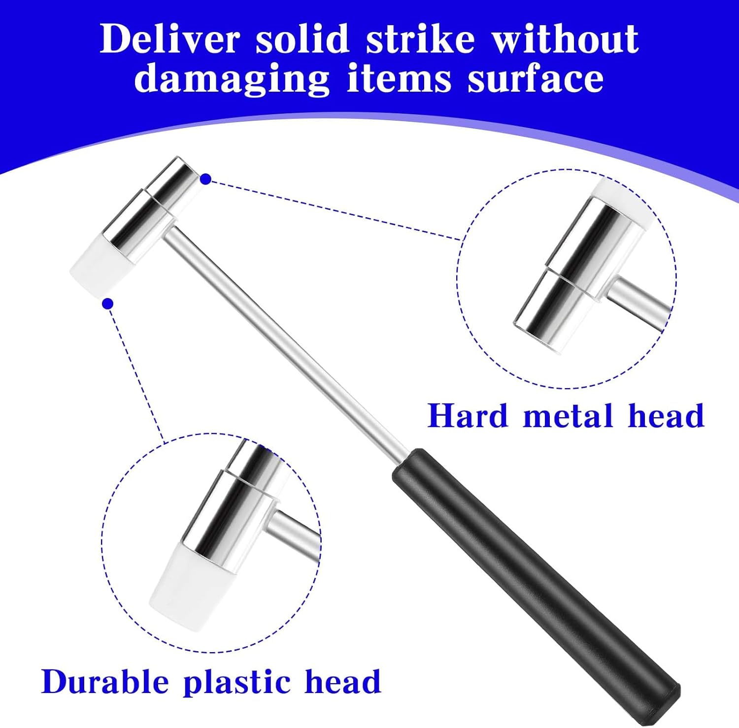 Mabor Dual Head Small Hammer, Lightweight Mini Hammer, 7.1 Inch Plastic & Metal Head Mallet Mini Jewelry Hammers for Crafts Watches Tuning Musical Instruments Supplies