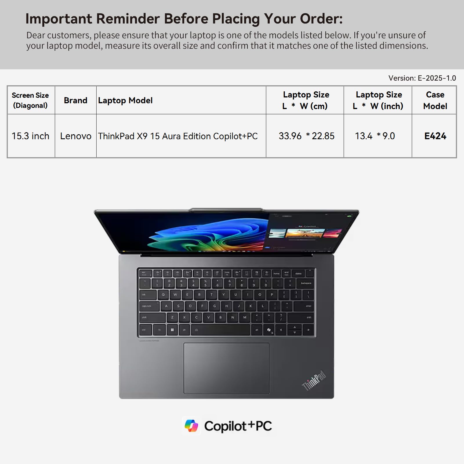 Smatree Pokrowiec na laptopa 38.9 cm do Lenovo ThinkPad X9 15 Aura Edition Copilot + torba na laptopa PC z kieszenią na akcesoria, zamek błyskawiczny YKK, opatentowana, odporna na wstrząsy konstrukcja