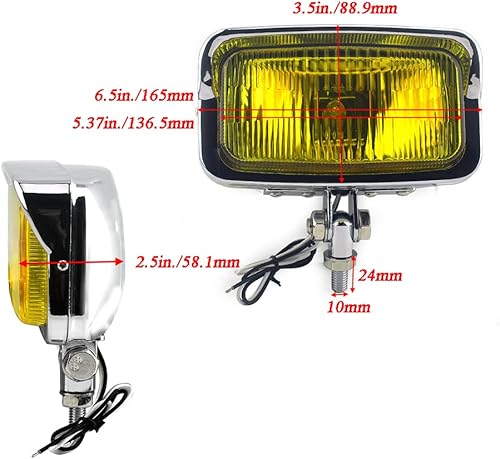 Miniatura 6 de Motocicleta 6.5 "x 3.5" Vintage Retro Square Visor Faro delantero ámbar Beam H3 bombilla para Harley Cafe Racer Chopper Bobber personalizado