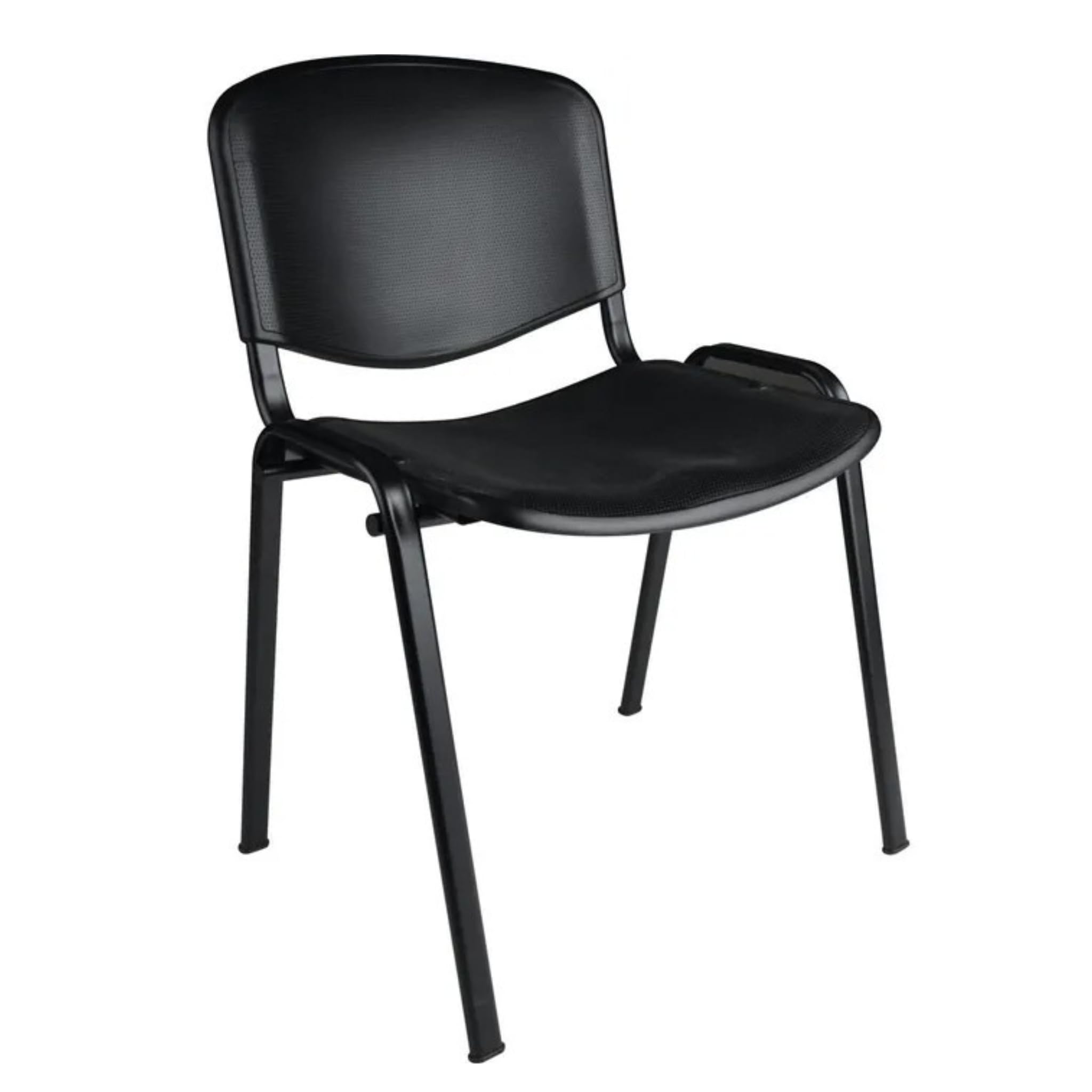 Topsit Büro & More 4er Set Besucherstühle, stapelbarer Konferenzstuhl, mit Sitz und Rückenlehne aus Kunststoff. (Schwarz)
