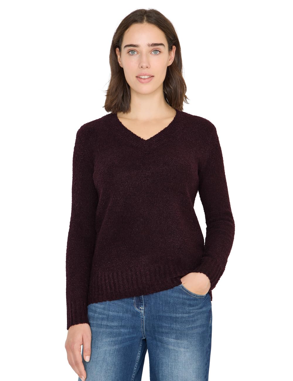Cecil Damen Bouclé V-Neck Pullover