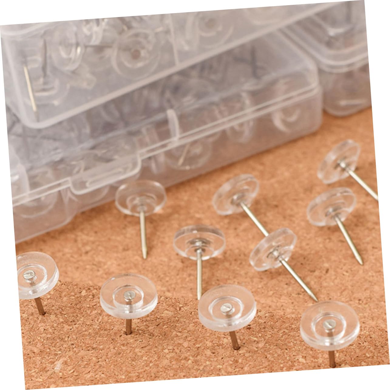 DOITOOL 5 Ensembles Punaises Transparentes pour Tableau Liège Épingles Ronde pour Affichage De Photos Cartes Et Documents Accessoires De Pratiques 200 Pièces * 5