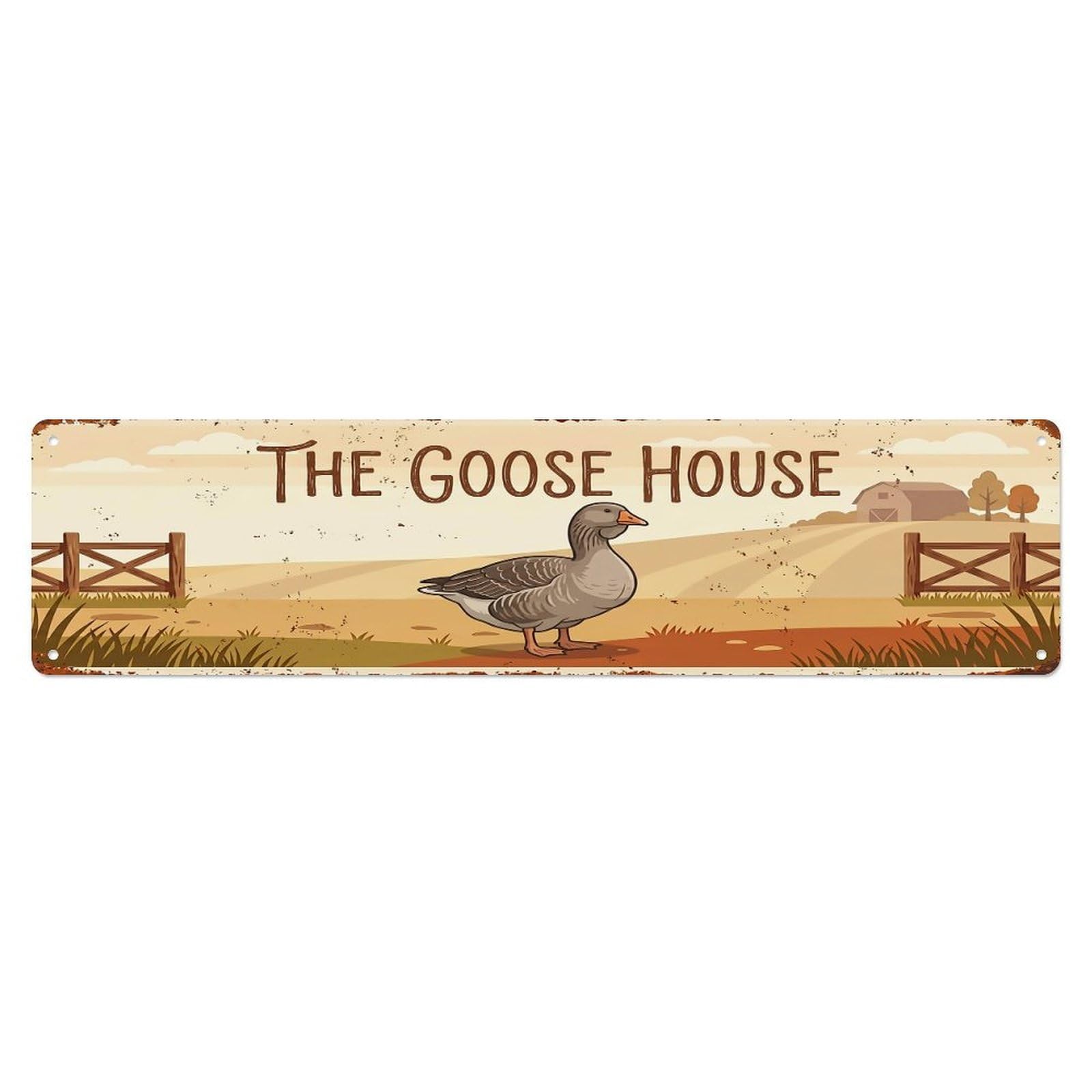 Vintage Toulouse Goose Farm Scene THE GOOSE HOUSE Metal Tin Sign