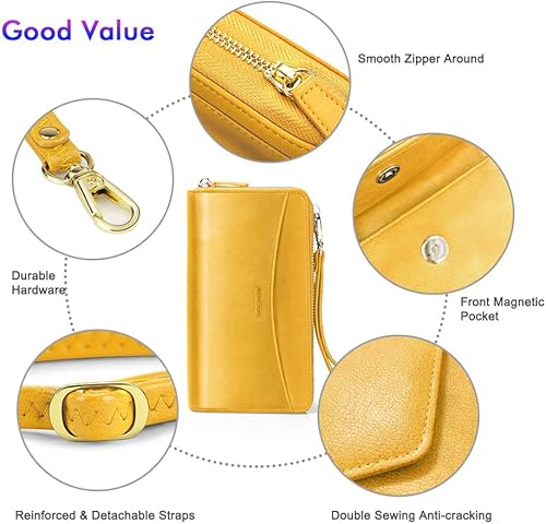 Miniatura 5 de nuoku Cartera RFID para mujer, bolso cruzado con cremallera alrededor de 2 correas