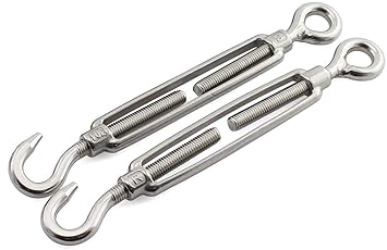 Heavy Duty Galvanised Turnbuckle Strainer Eye Wire Tension M5 Hook - 10Pcs